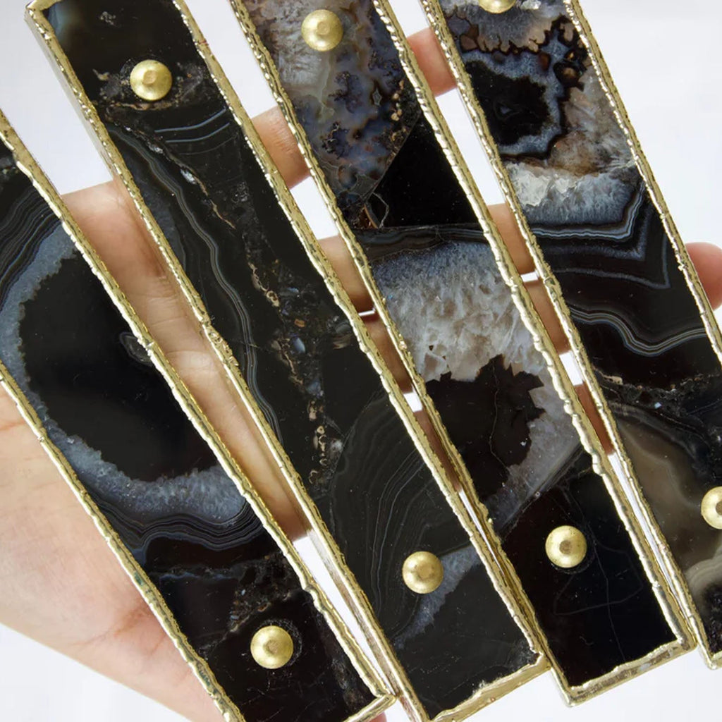 Set of 4 Black Agate Handle/Pull/Barbarella