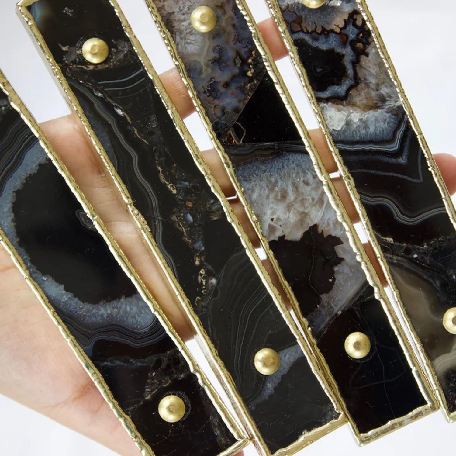 Set of 4 Black Agate Handle/Pull/Barbarella