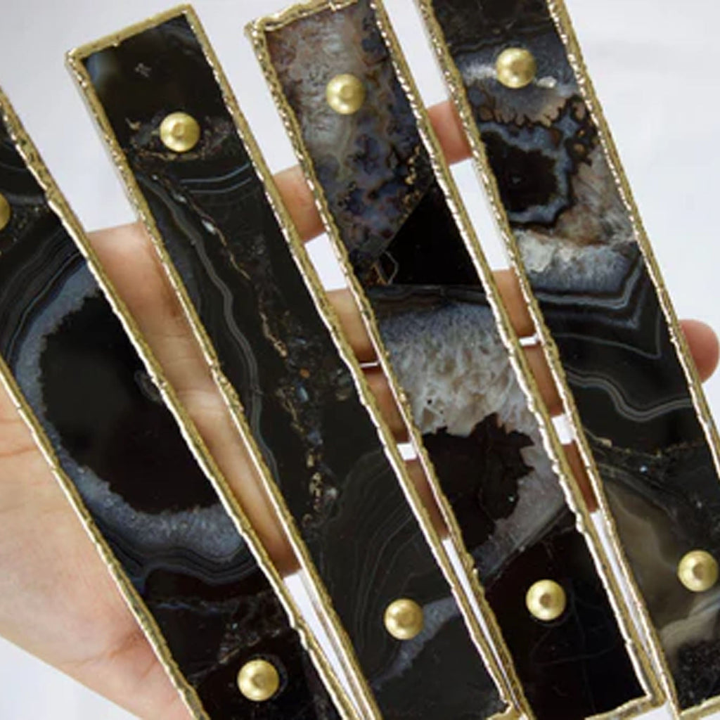 Set of 4 Black Agate Handle/Pull/Barbarella