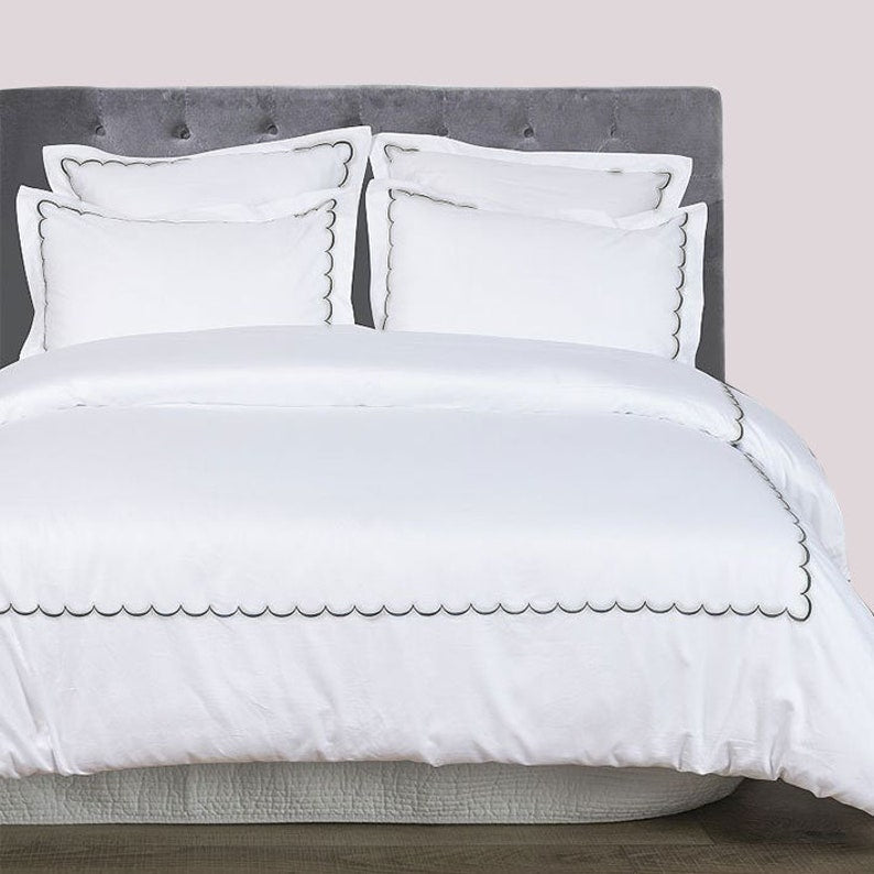 Scallops - Linen Cotton Embroidered Edge Duvet Cover Sets