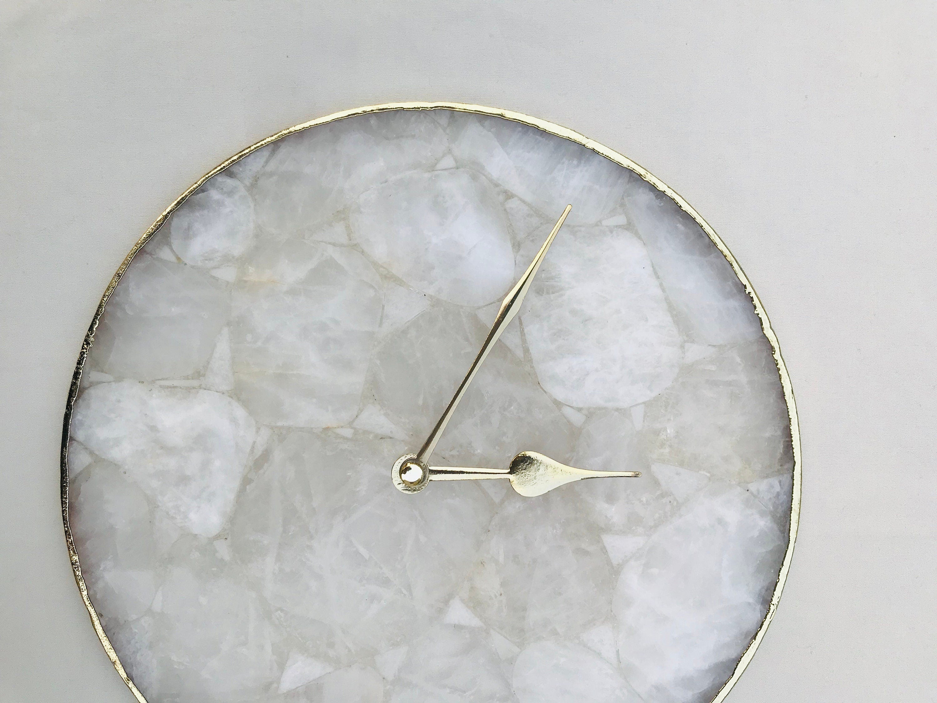 Large Clear Crystal Agate Wall Clock/Personalised Momento