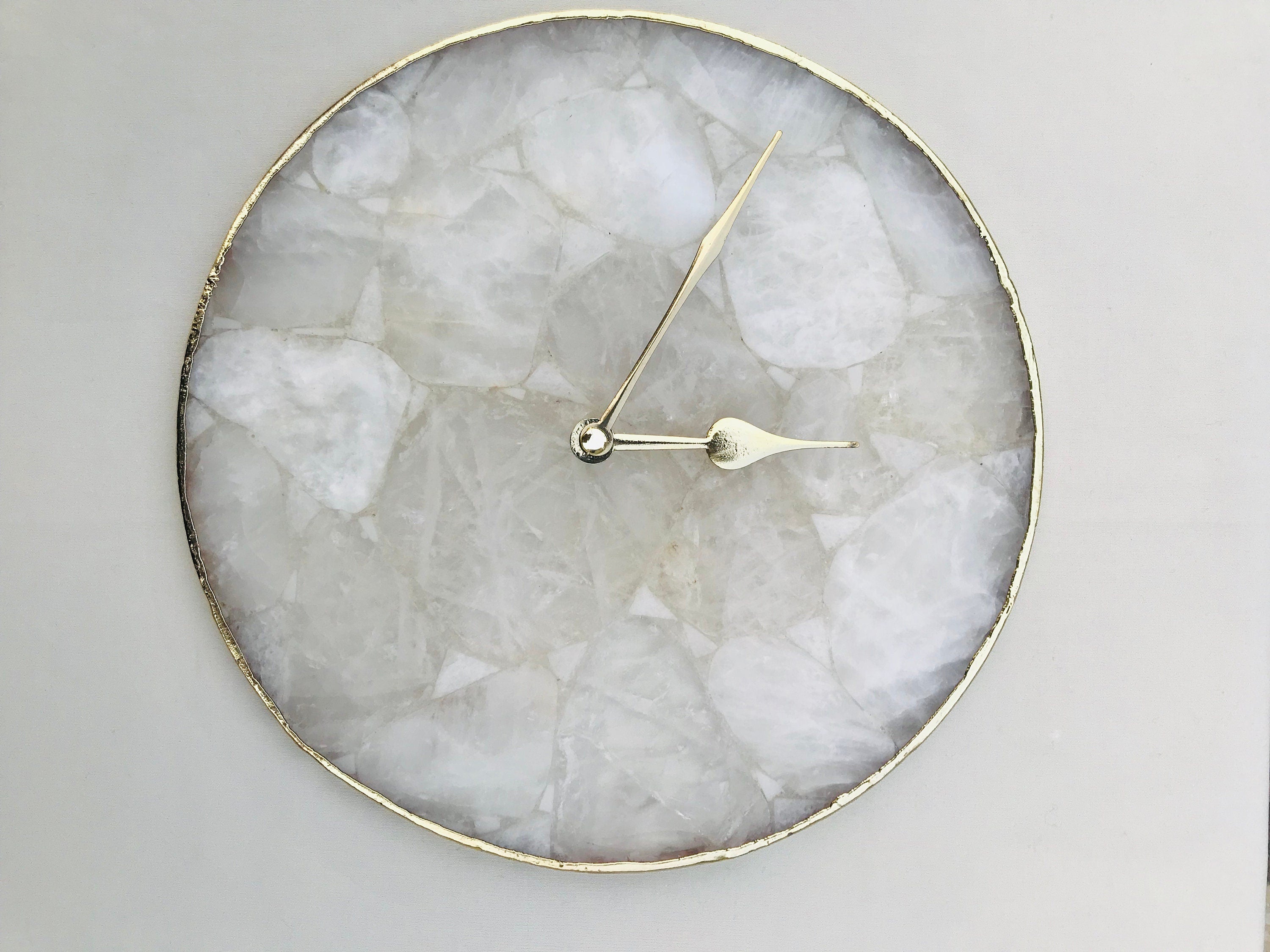 Large Clear Crystal Agate Wall Clock/Personalised Momento