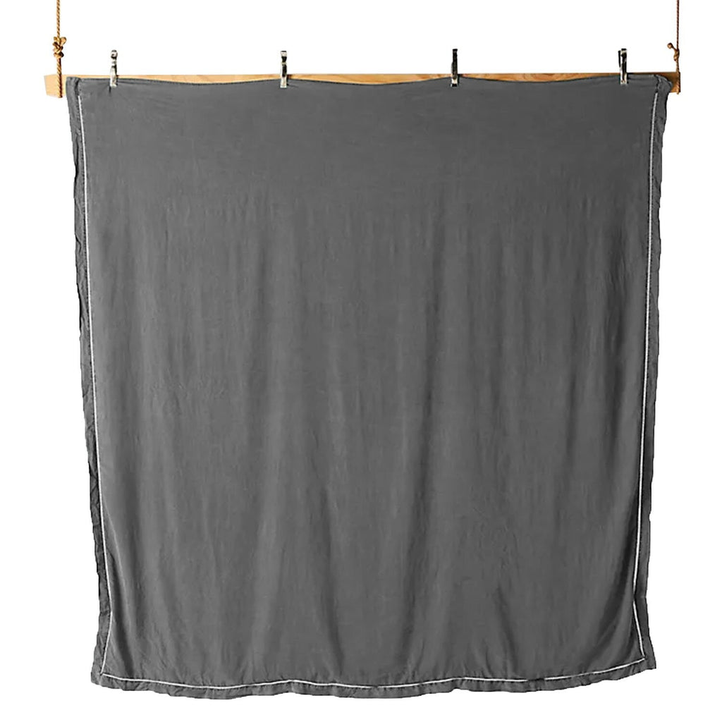 Embroidered Edge Light Grey 100% Pure Linen | Linen Cotton Mix | 3 Piece Duvet Cover Set | 4 Piece Sheet Set | Handmade | Pre-washed | Soft