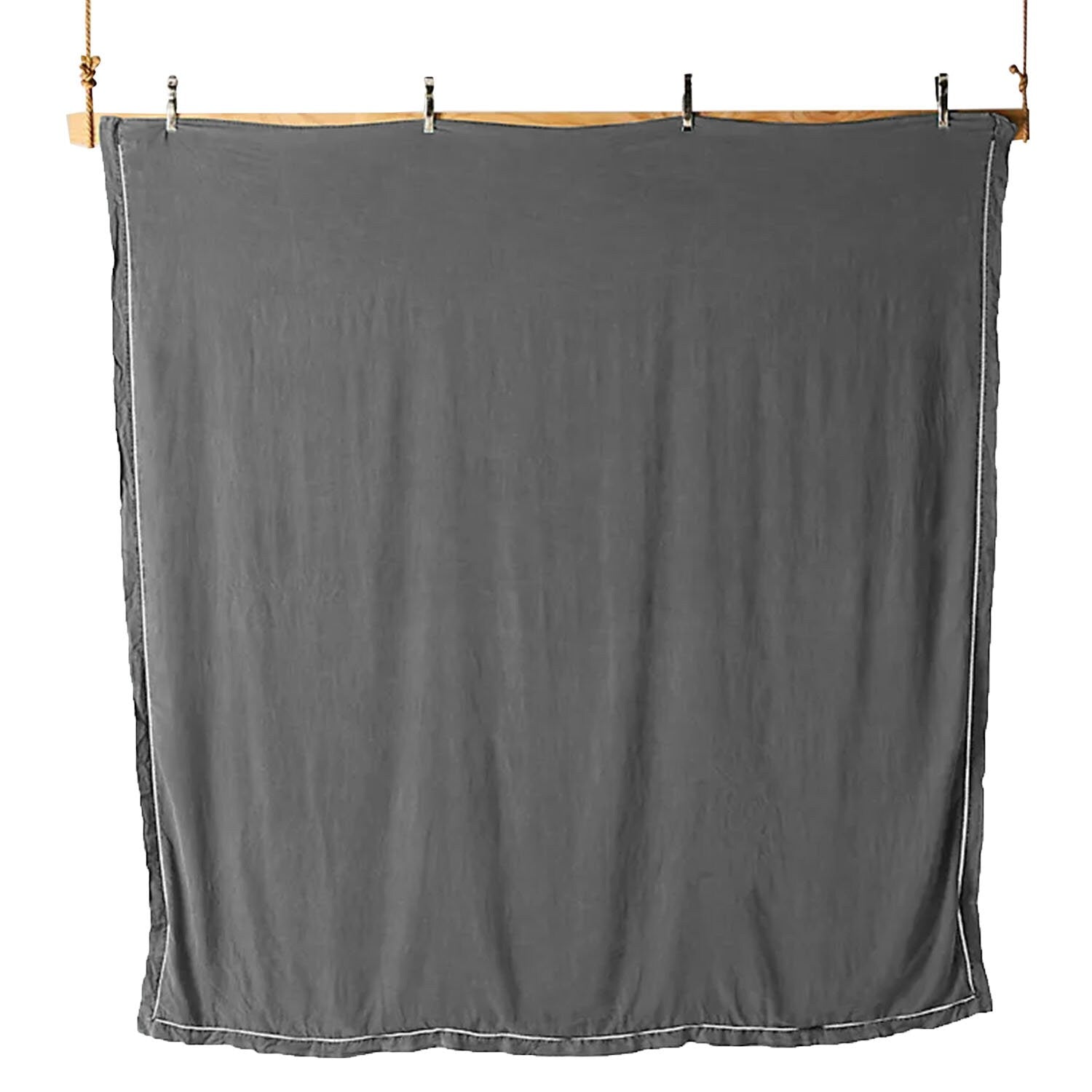 Embroidered Edge Light Grey 100% Pure Linen | Linen Cotton Mix | 3 Piece Duvet Cover Set | 4 Piece Sheet Set | Handmade | Pre-washed | Soft