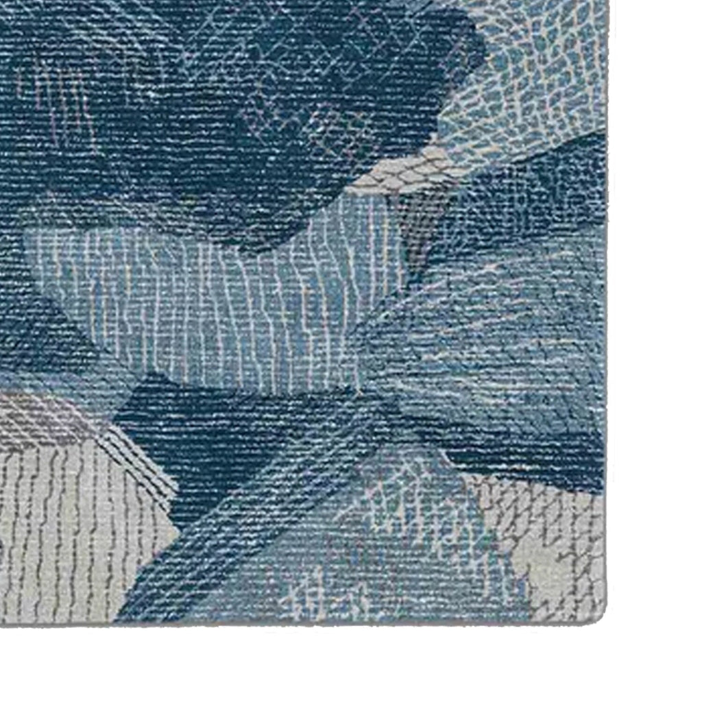 Shades of Blue | Abstract Design - Handcrafted Rug/Carpet | Pure Wool | Hand Tufted | High Pile | High Density | Yarn Dyed