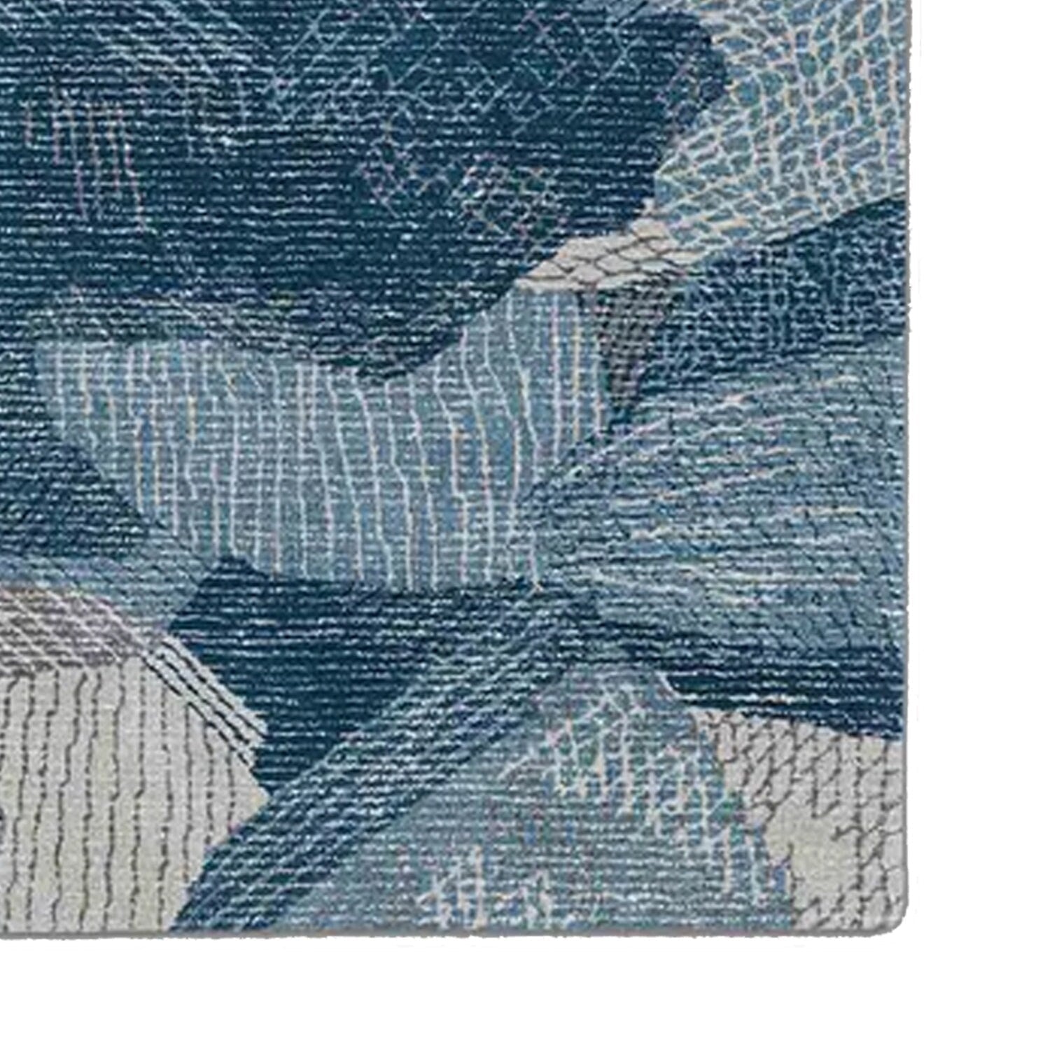 Shades of Blue | Abstract Design - Handcrafted Rug/Carpet | Pure Wool | Hand Tufted | High Pile | High Density | Yarn Dyed