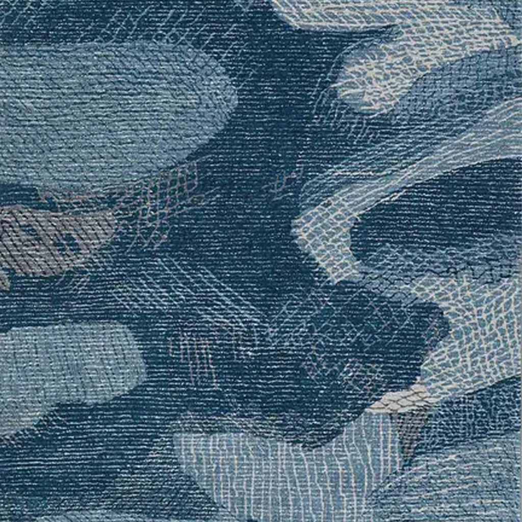 Shades of Blue | Abstract Design - Handcrafted Rug/Carpet | Pure Wool | Hand Tufted | High Pile | High Density | Yarn Dyed